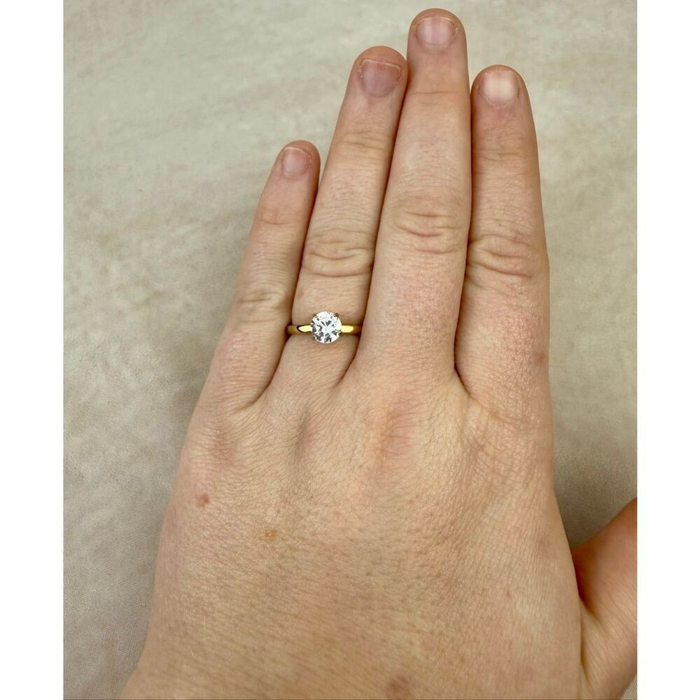 Vintage 14K HGE Round Solitaire Ring CZ Lindbergh Corporation